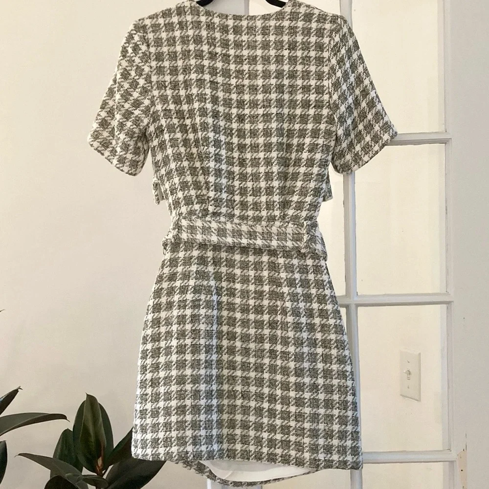 Zara Tweed Cut-Out Belted Mini Dress 1 piece - Picture 7 of 16